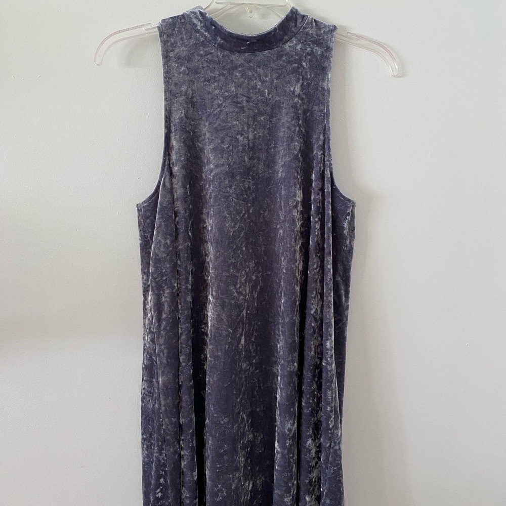 Cynthia Rowley Gray Velvet High Neck Dress